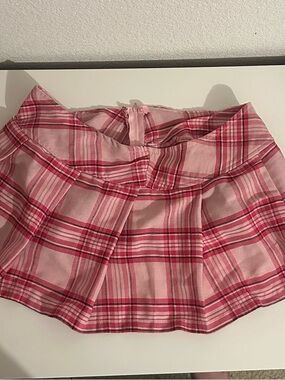 Spencer's Pink Plaid Mini Skirt
